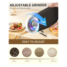 Electric Salt and Pepper Grinder Set Rechargeable Graviry Salt and Pepper Grinder Set, LED Light, Adjustable Coarseness