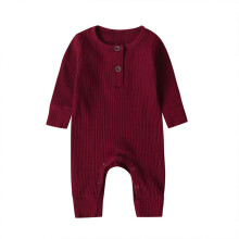Toddler Long Sleeve Ribbed Henley Romper One-Piece