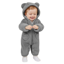 Baby Snowsuit Winter Hooded Fuzzy Jumpsuit for 0-12 Months