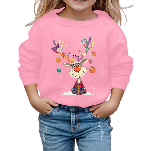 Children's Christmas reindeer pullover top long sleeve
