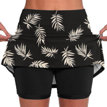 Women's Floral Print Athletic Skorts Elastic Mid-Waist Size