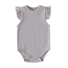 Baby Girls Ruffle Sleeveless Bodysuit Solid Color One-Piece