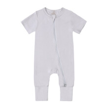 Baby Rompers Front Zipper Short Sleeve Solid Color