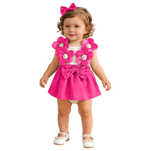 Baby Girl Sleeveless Floral Bodysuit Romper Set with