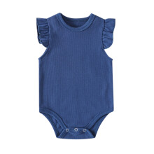 Baby Girls Sleeveless Ruffle Bodysuit Solid Color Crewneck