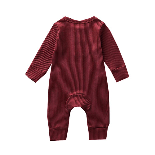 Toddler Long Sleeve Ribbed Henley Romper One-Piece 2