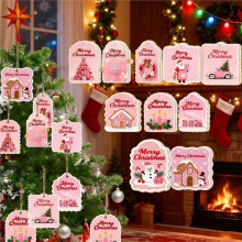Christmas Tags with String 30 Pieces Card Ornaments Wood Christmas Tags with String and Holes for Holiday Birthday