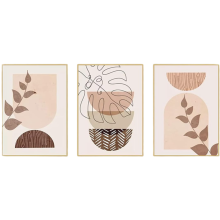 Cuadros sin marco Abstractos Hojas Boho sobre Lienzo 60x90 cm Set de 3 Piezas — láminas pared salón