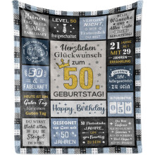 Manta Manta de 50 Aniversario Regalo para Él Suave Acogedora 150x130 cm — regalo hombre original, mantas de sofa