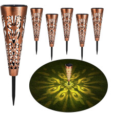 Juego de 6 Lámparas Solares de Jardín Clavables, Fanal Metálico Vintage, 6 Piezas — iluminacion exterior led