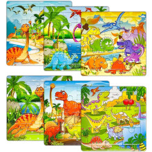 Puzzle para Niños 6-Pak 90 Piezas Juego Educativo Dinosaurios 3+ — juguetes didacticos, rompecabezas infantiles