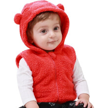 Chaqueta Polar para Bebé Cálida, Peluche, Con Capucha, Roja 12-18m — abrigo invierno bebe, ropa exterior infantil