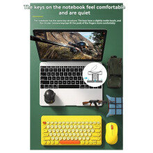 Ensemble Clavier et Souris Sans Fil 2,4 GHz pour le Jeu: Touches Rondes Colorées, Touches Multimédias pour Windows/