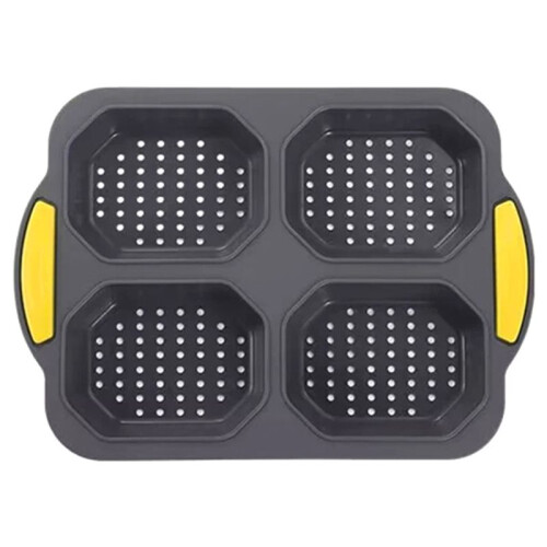 Baking Mould Restaurant Hamburger Bun Silicone Mold Foldable Reusable Bread Pan Heat Resistance DIY Kitchen Tool