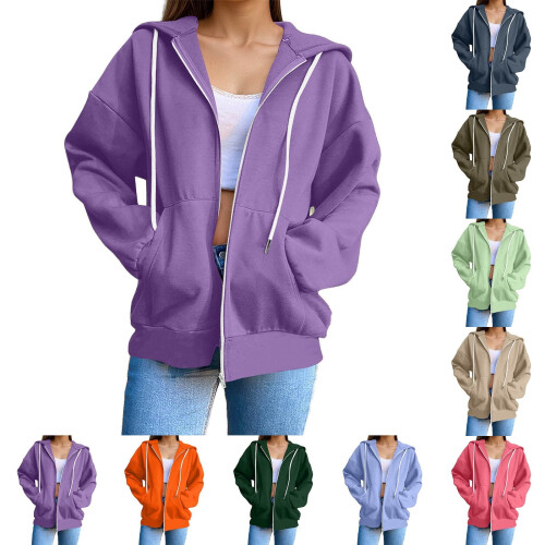 Women's Hoodie Jacket Light Green Oversize L