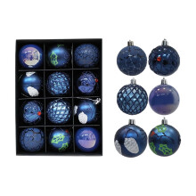 Blue Shatterproof Christmas Tree Ball Ornaments Set of 12