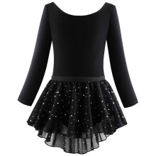 Long Sleeve Ballet Leotard with Tutu Skirt for Girls 8-9