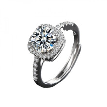925 Sterling Silver Square Moissanite Ring for Women
