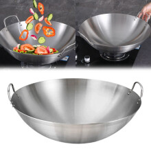 Stainless Steel Round Bottom Wok with Dual Handles 1