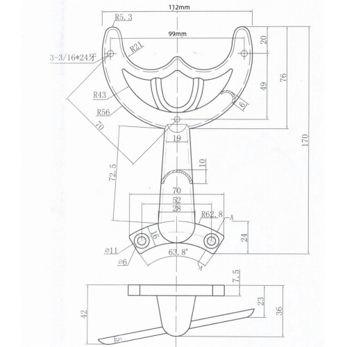Set van 4 plafondventilatorarmen en montagebeugels