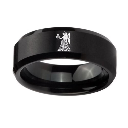 Roestvrijstalen ring met sterrenbeeld Maagd, maat 9