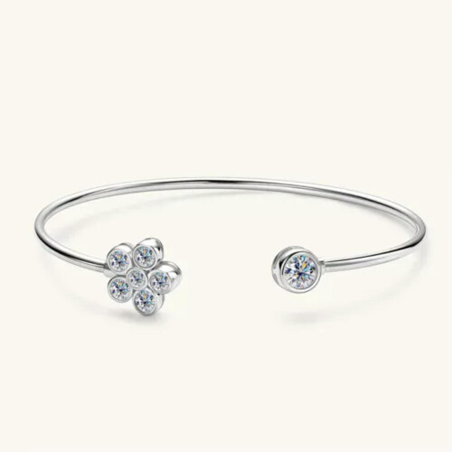 Βραχιόλι Moissanite Cuff από ασήμι 925, γυναικεία κοσμήματα από ασήμι 925