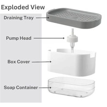 2PCS Dish Soap Dispensers with Sponge Holder Dish Soap Dispenser Push Soap Dispenser Kitchen Countertop Storage Box B