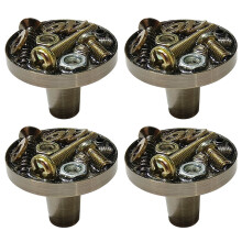 Puxador de porta Steampunk em metal, liga de zinco, 4 peças, preto.