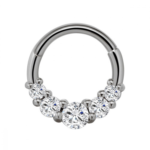 Titanium neusring met micro-zirkonia steentjes