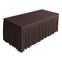 Polyester bordskørt med flæsekant, 114 x 38 x 74 cm.