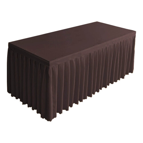 Polyester bordskørt med flæsekant, 114 x 38 x 74 cm.