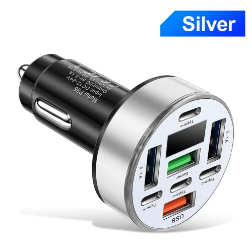 Bil hurtiglader 40W med 8 utganger og spenningsdisplay
