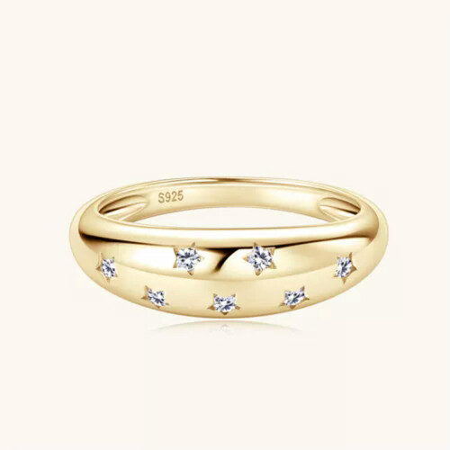 Moissanite Dome Star Ring 925 Sterling Silver Size 5-10