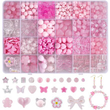 Pink Acrylic Beads Kit Butterfly Heart Flower Star Bear 578