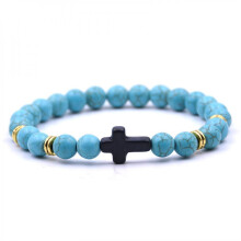 Bracciale unisex con perline di onice e occhio di tigre, regalo religioso.
