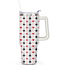 Gobelet isotherme en acier inoxydable avec motif de cartes à jouer