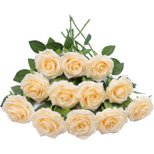 Rose artificielle rose poudré, 1 pièce, tige longue, rose en soie