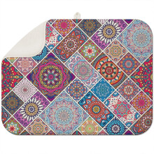 Tapis de séchage bohème à motif floral en microfibre 45 x 60 cm