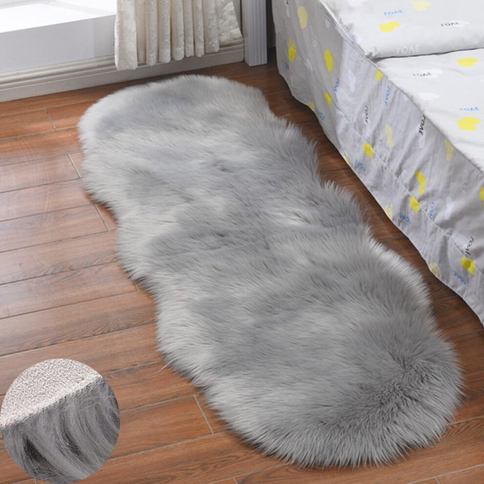 Faux Sheepskin Area Rug Gray 24 x 48 Inches