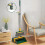 Conjunto de vassoura e pá de lixo de pé, branco, verde e cáqui, 91 cm (36 polegadas) 1