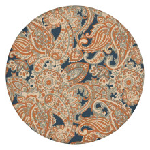 Toalha de mesa redonda em tecido Oxford impermeável com estampa paisley.