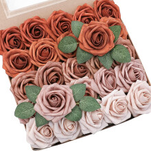 Roses en mousse vert émeraude ombré, 25 pièces avec tiges