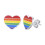 Women's Stainless Steel Rainbow Heart Stud Earrings Large 1