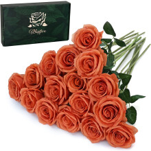 Bouquet de 16 roses artificielles dorées en soie