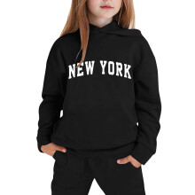 Girls Thermal Hoodie Tracksuit Set Black Size 9-10 Years