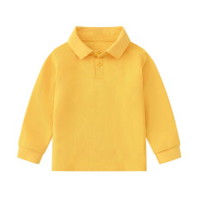 Boys Long Sleeve Polo Shirt Solid Yellow Size 7-8 Years