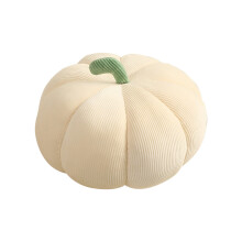 Coussin décoratif citrouille 3D en peluche blanche de 18 cm