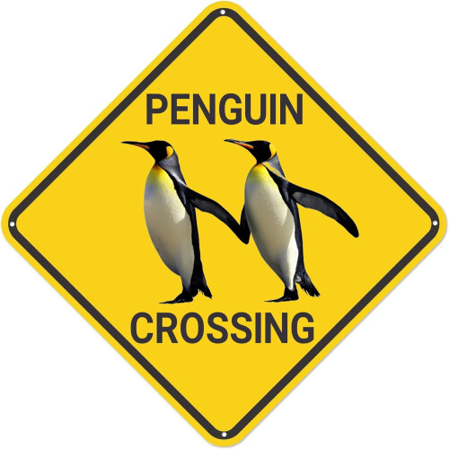 Μεταλλική πινακίδα Penguin Crossing 12x12 ιντσών
