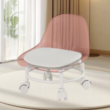 Low Rolling Stool with Back Support Pink