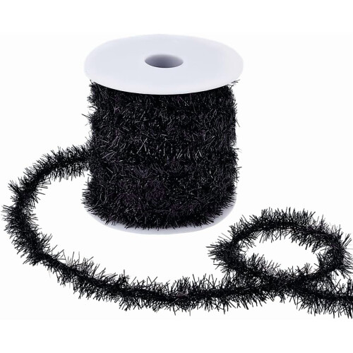 Polyester Tinsel Garland Black 20mm 20m per set